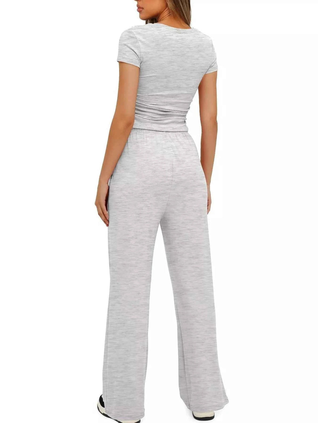 Round Neck Short Sleeve T-Shirt and Pants Set