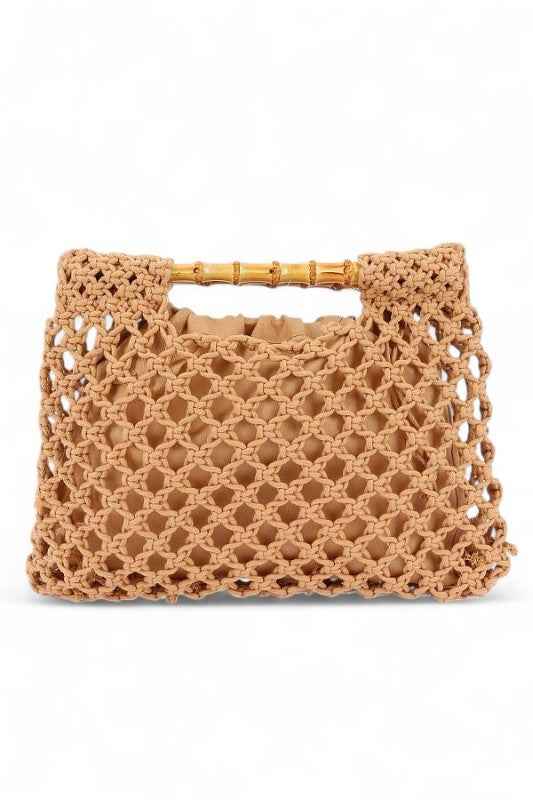 Crochet Bamboo Handle Summer Clutch