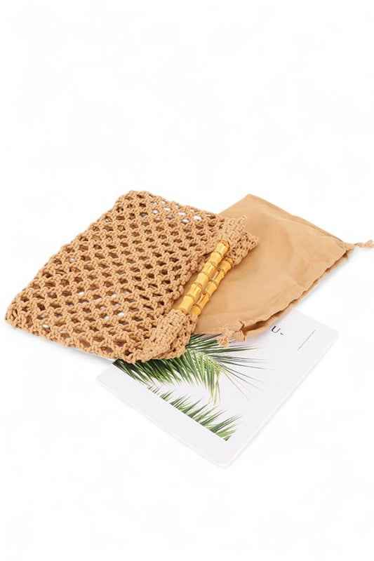 Crochet Bamboo Handle Summer Clutch