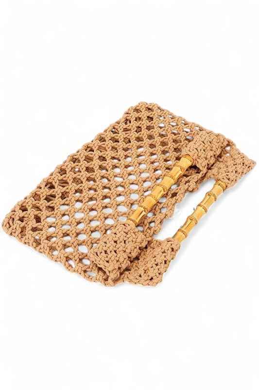 Crochet Bamboo Handle Summer Clutch