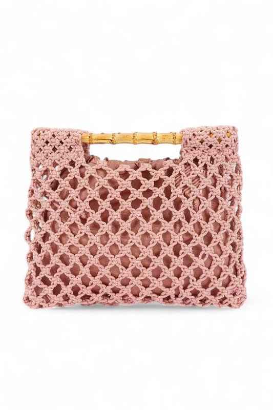 Crochet Bamboo Handle Summer Clutch
