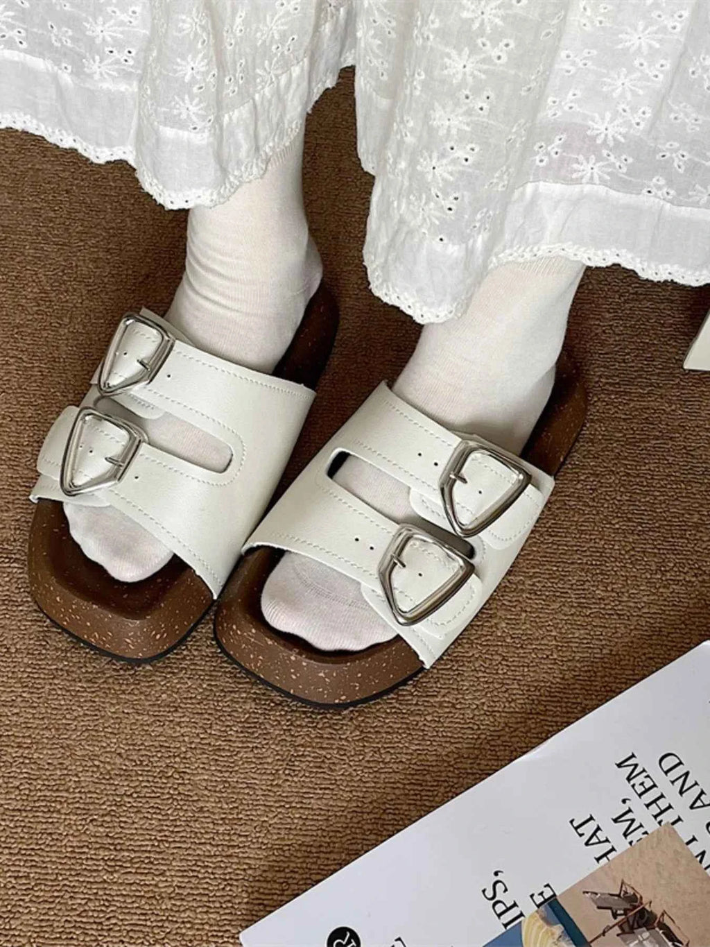 Double Buckle Comfort Sandals.