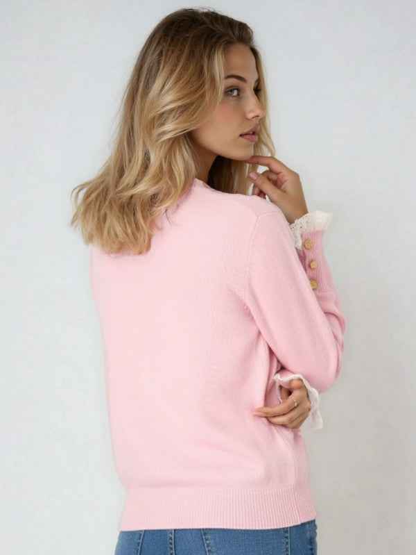 Lace Trim Knit Sweater