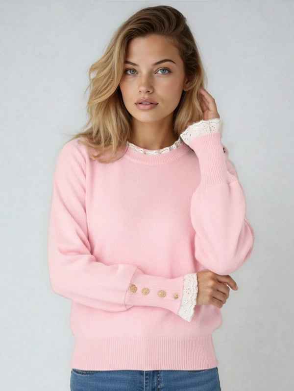 Lace Trim Knit Sweater