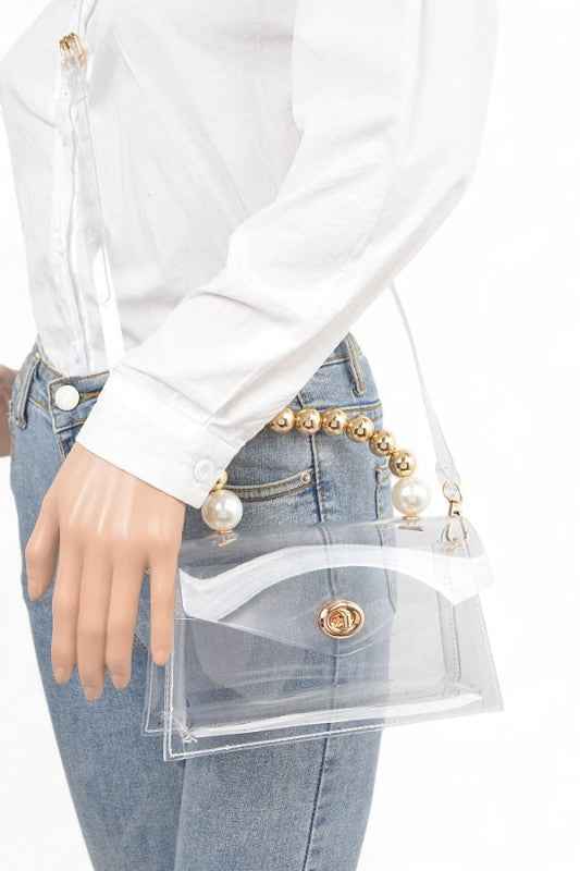 Metallic Beaded Top Handle Stadium Event Bag