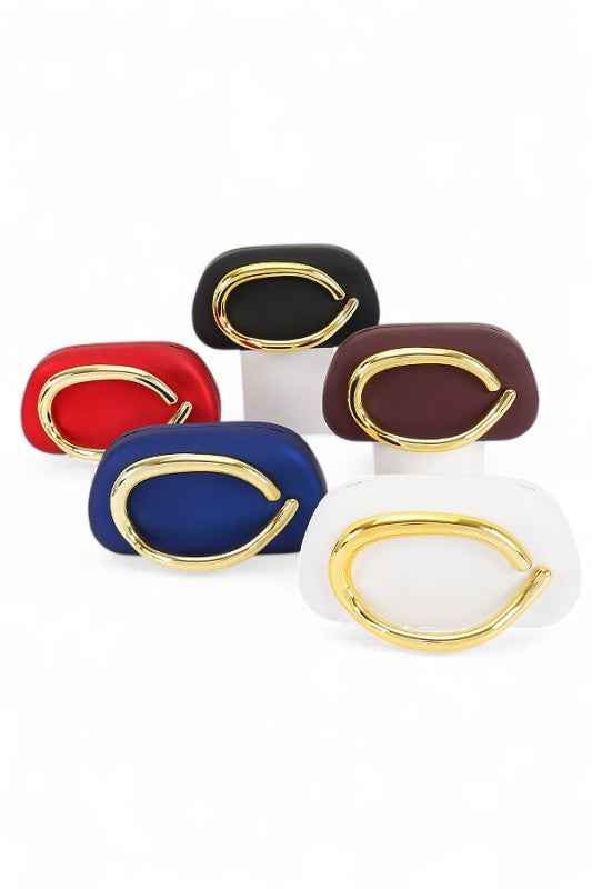 Iconic Metal Handle Matte Finish Box Clutch