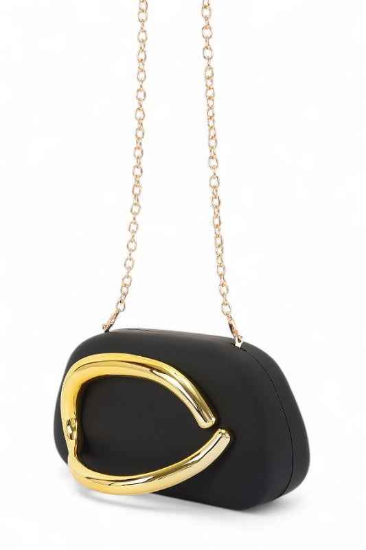 Iconic Metal Handle Matte Finish Box Clutch