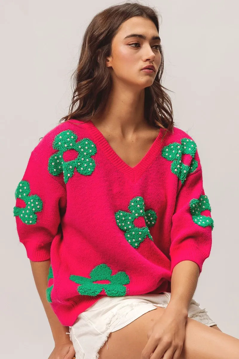 Flowers Sweater Top.