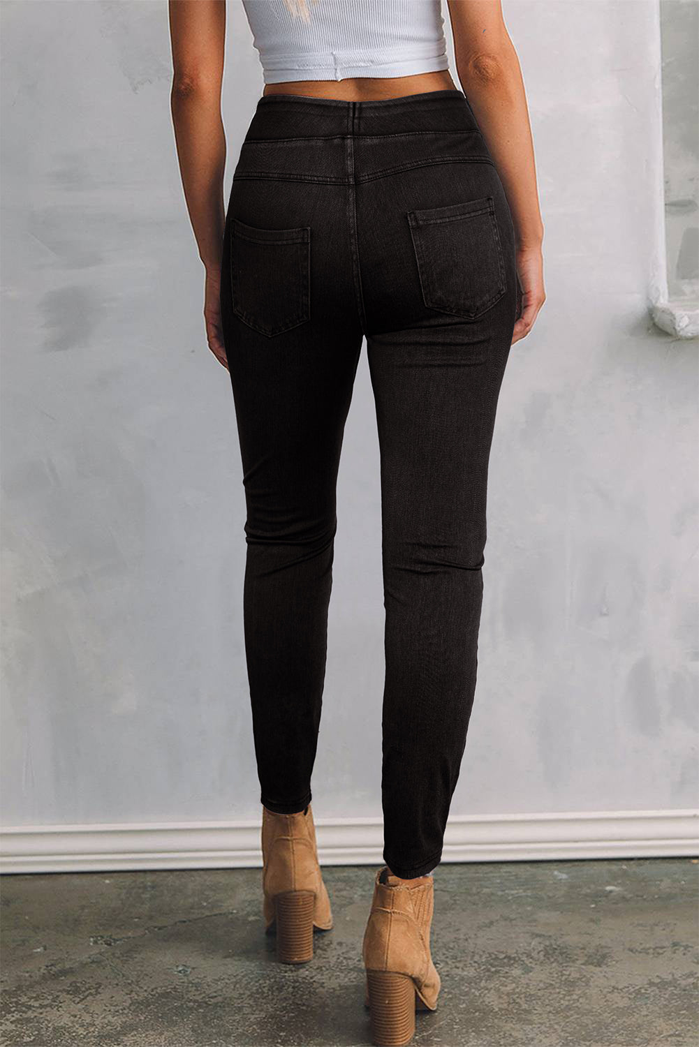 Black Solid Color High Waist Stretchy Slim Fit Jeggings Dear-Lover Dropshipping