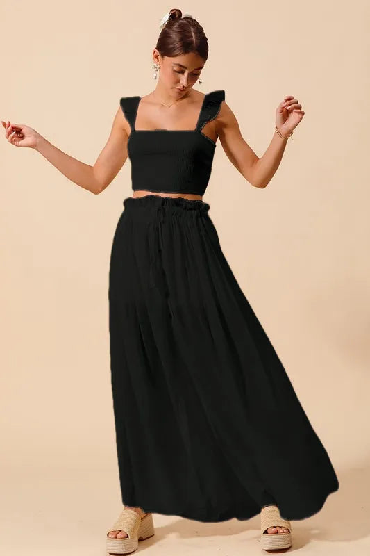 Flowy Top and Maxi Skirt Set for women.