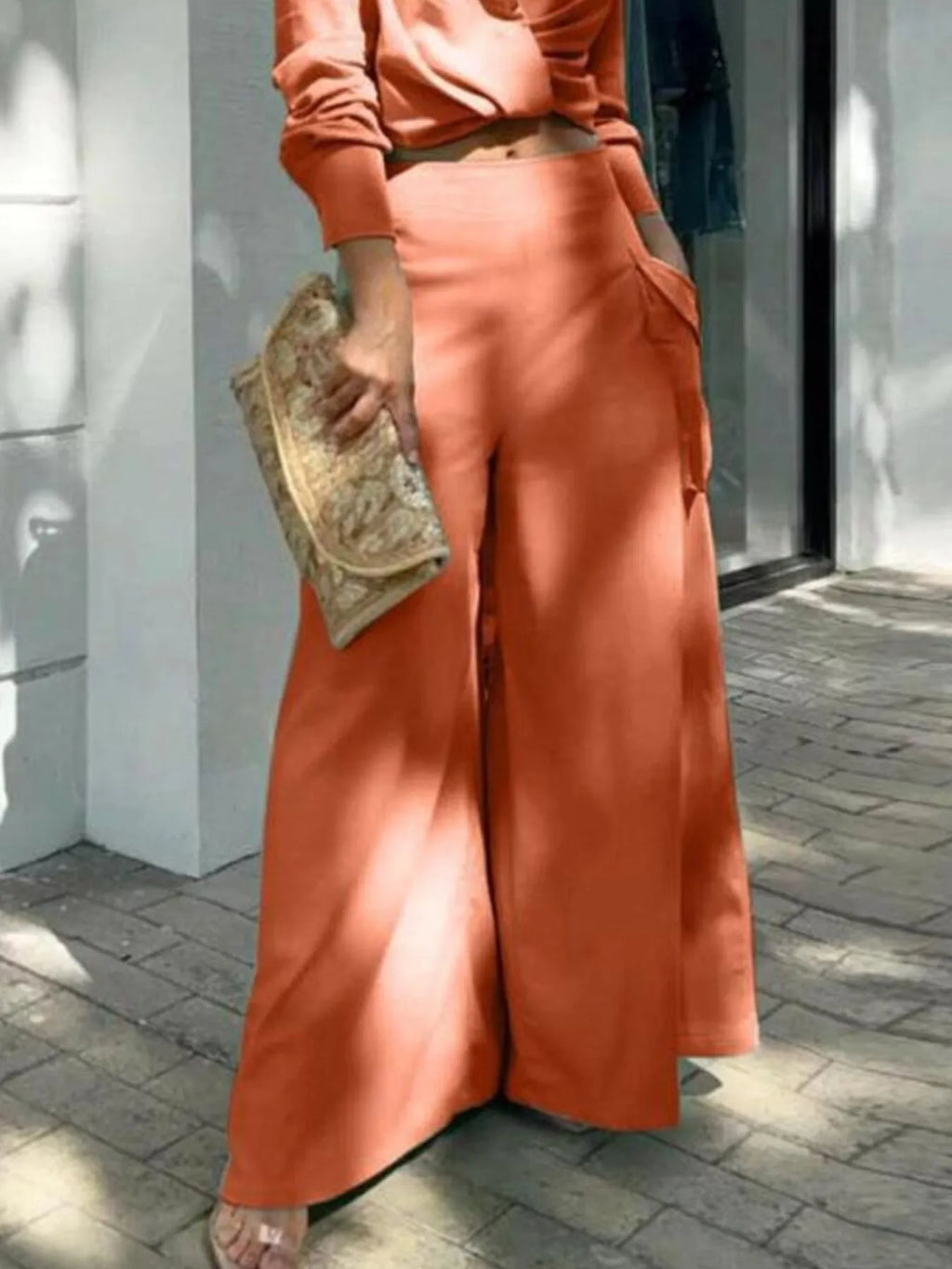 Long Sleeve Top and Pants Set Plus Size.