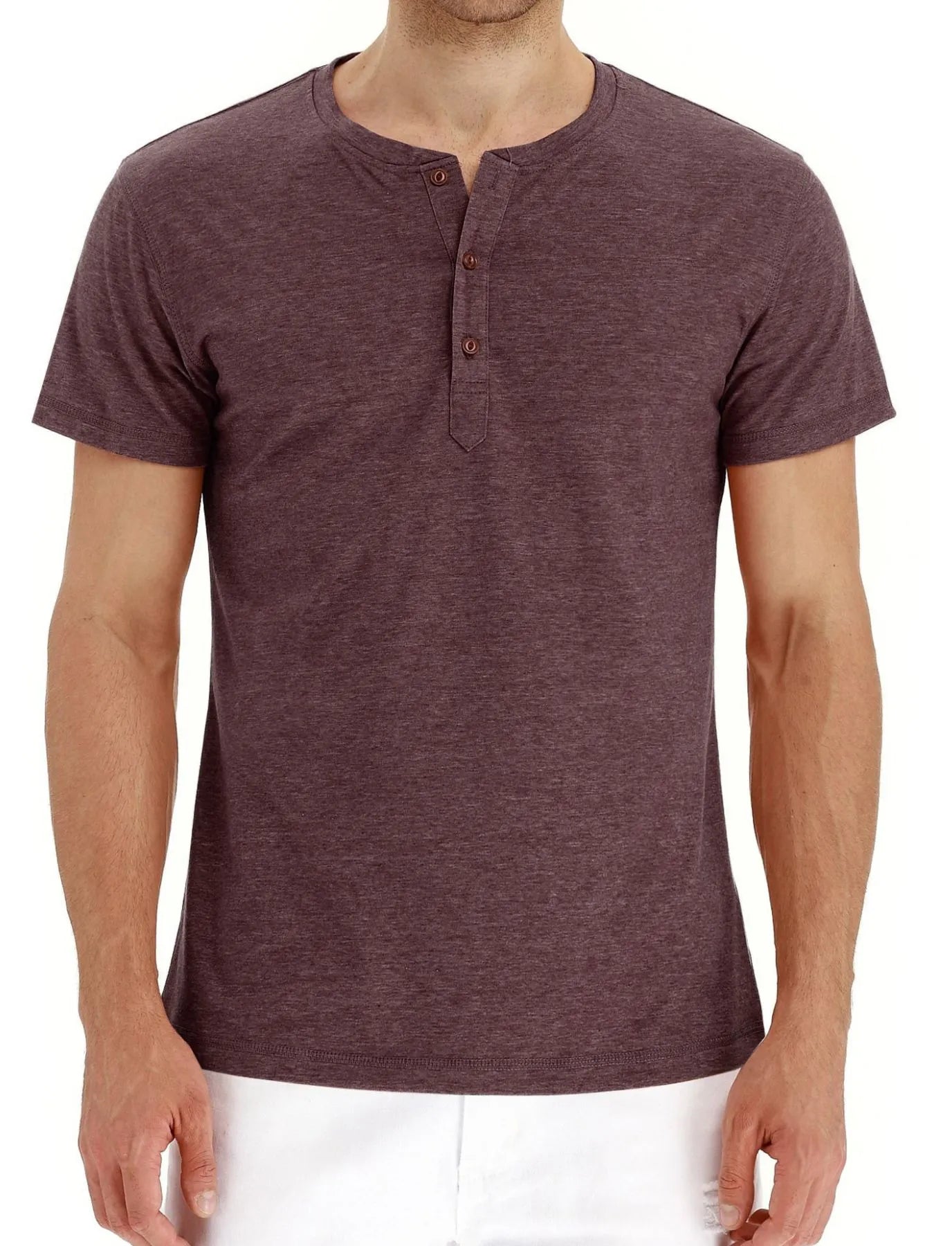 Men's Short Sleeve Henley Polo Shirt.