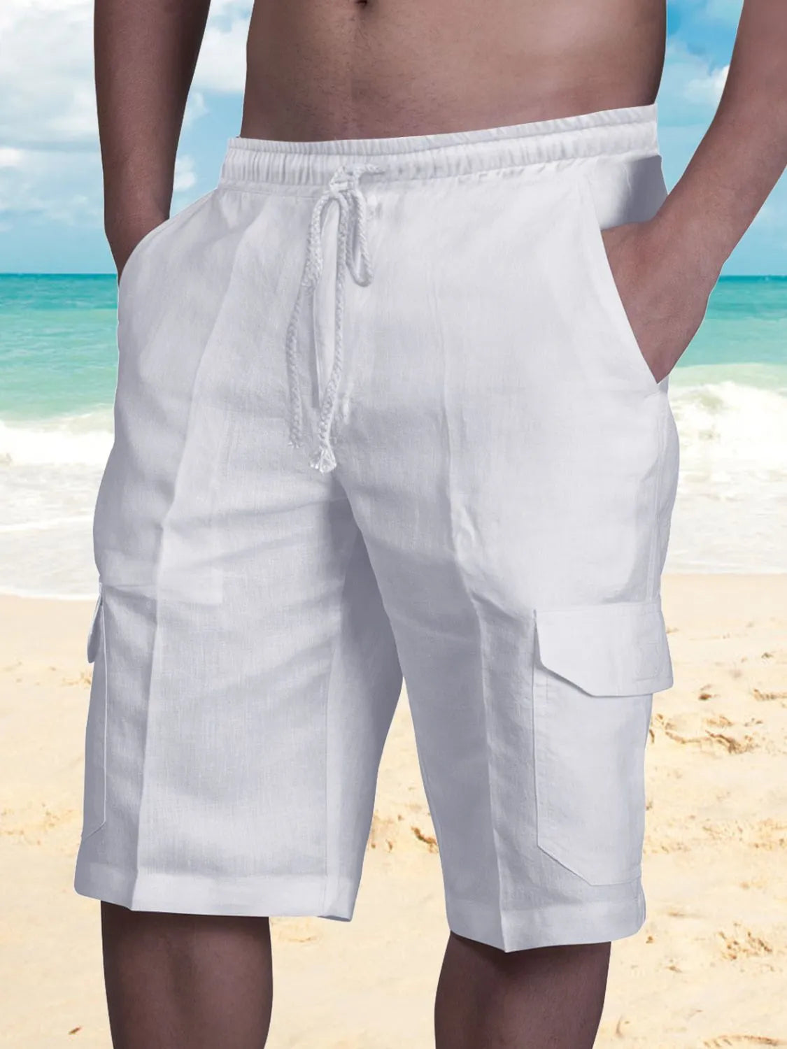 Drawstring Pocketed Shorts for men.