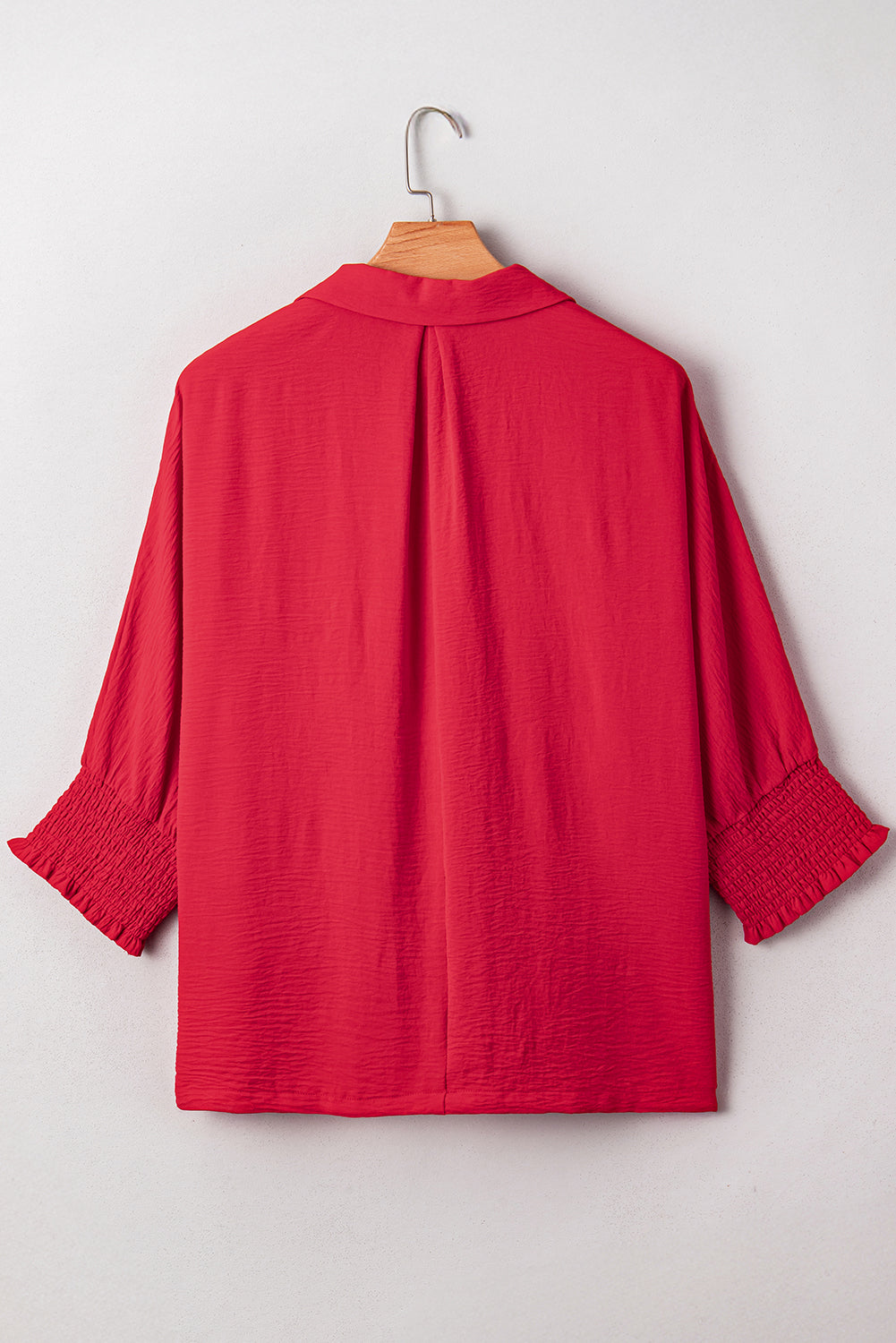 Fiery Red Plus Size Smocked Cuff Dolman Oversized Tunic Blouse Dear-Lover Dropshipping
