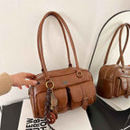 Korean-style Retro Shoulder Bag Fashion Trendy Casual Boston Bag Stylish Bowling Bag