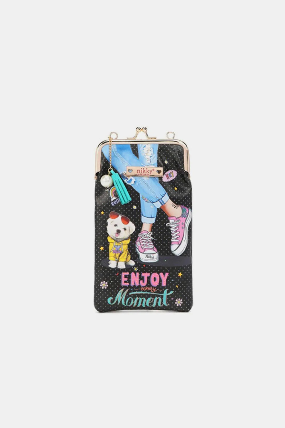 Nicole Lee USA Printed Kisslock Phone and Sunglass Purse.