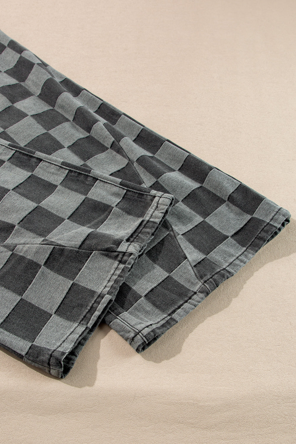 Dark Grey Checkered Denim Wide Leg Jeans Dear-Lover Dropshipping