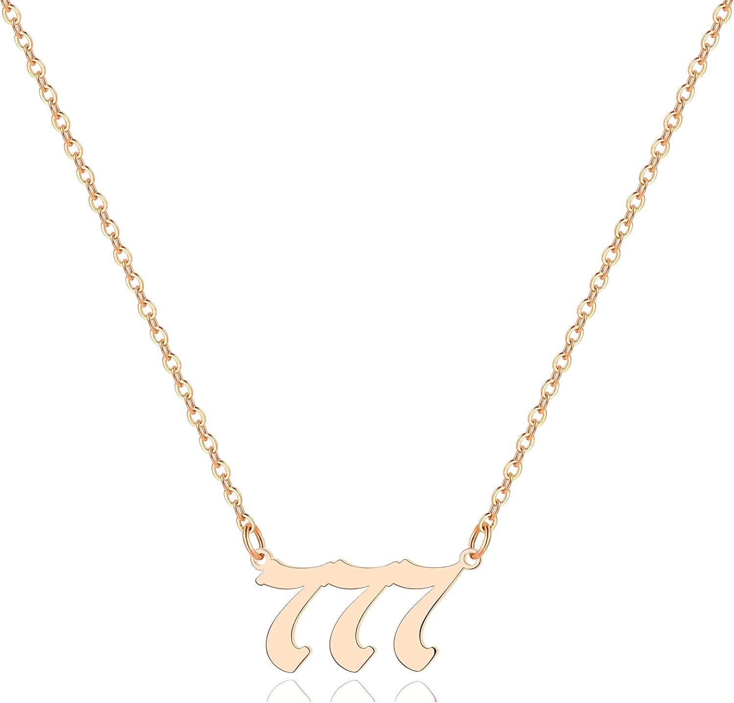 Angel Number Necklace for Women, 18K Gold Plated 000 111 222 333 444 555 666 777 888 999 Necklace Numerology Jewelry