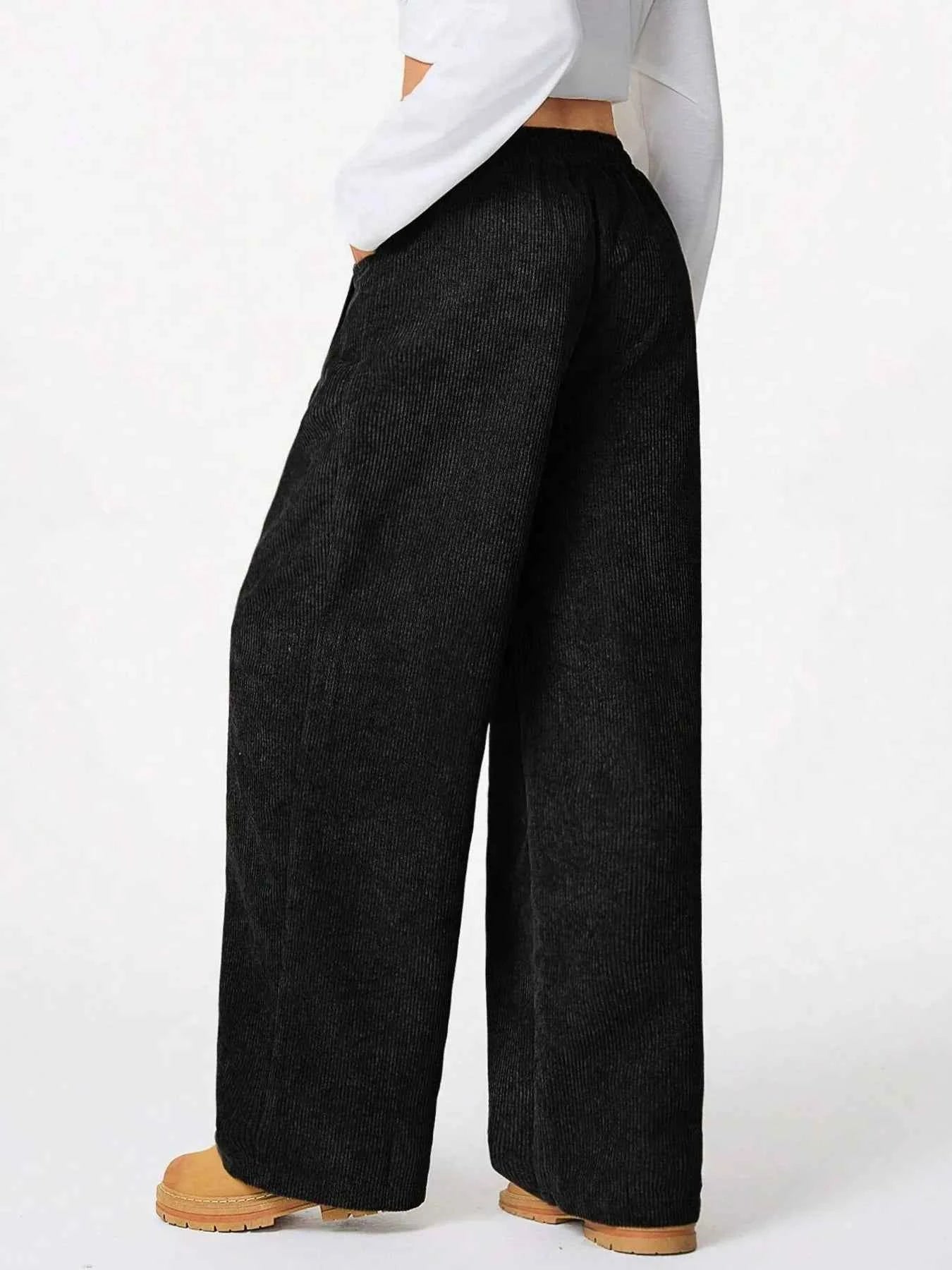 Drawstring Wide Leg Pants.