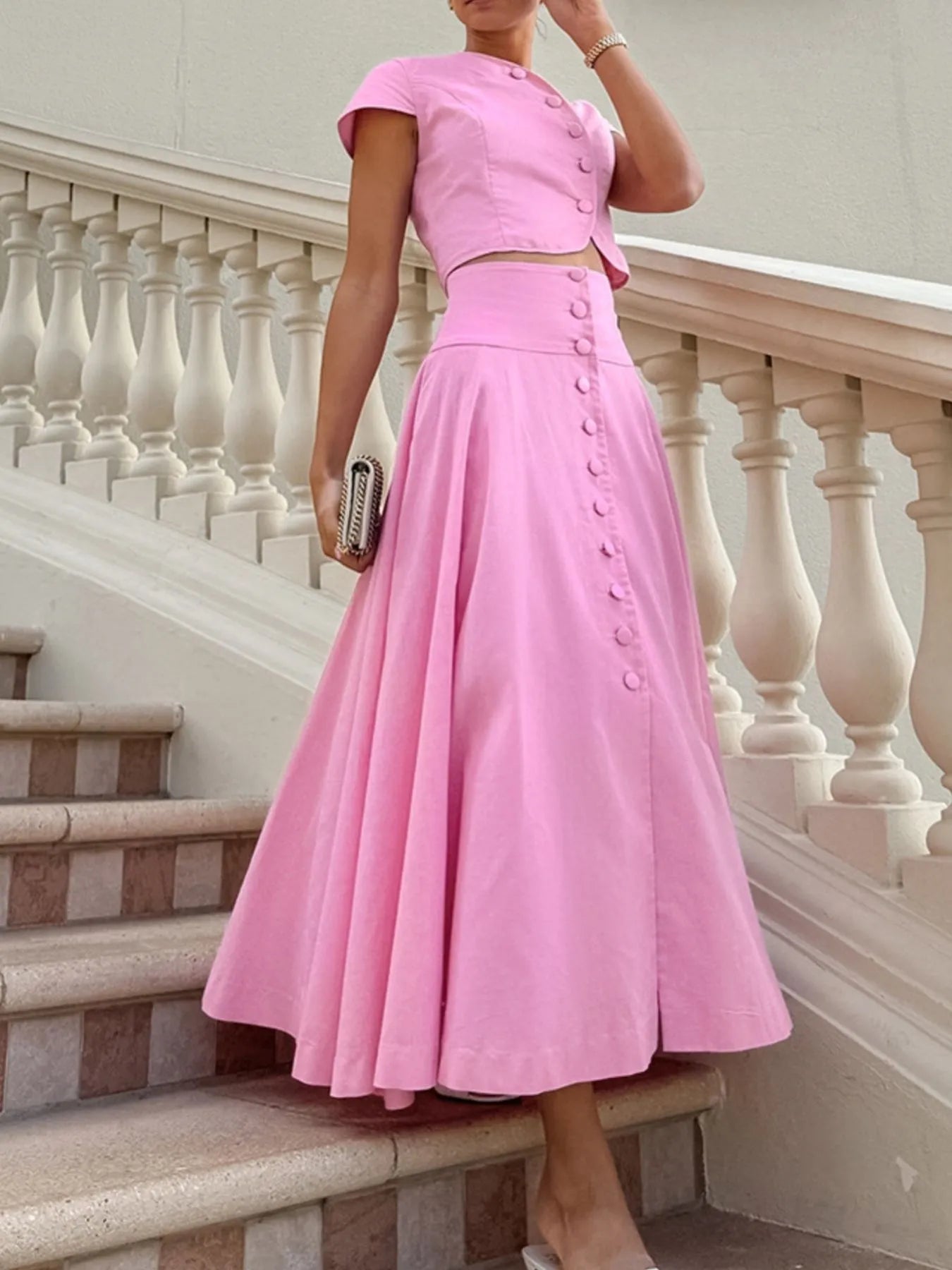 Short Sleeve Top and Skirt set.