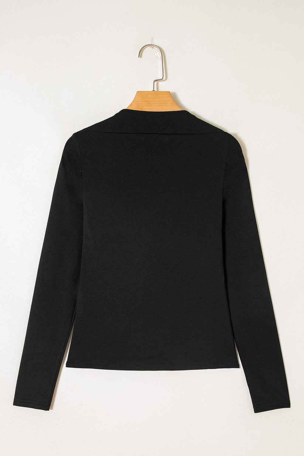 Black Crisscross Boat Neck Long Sleeve Slim Top