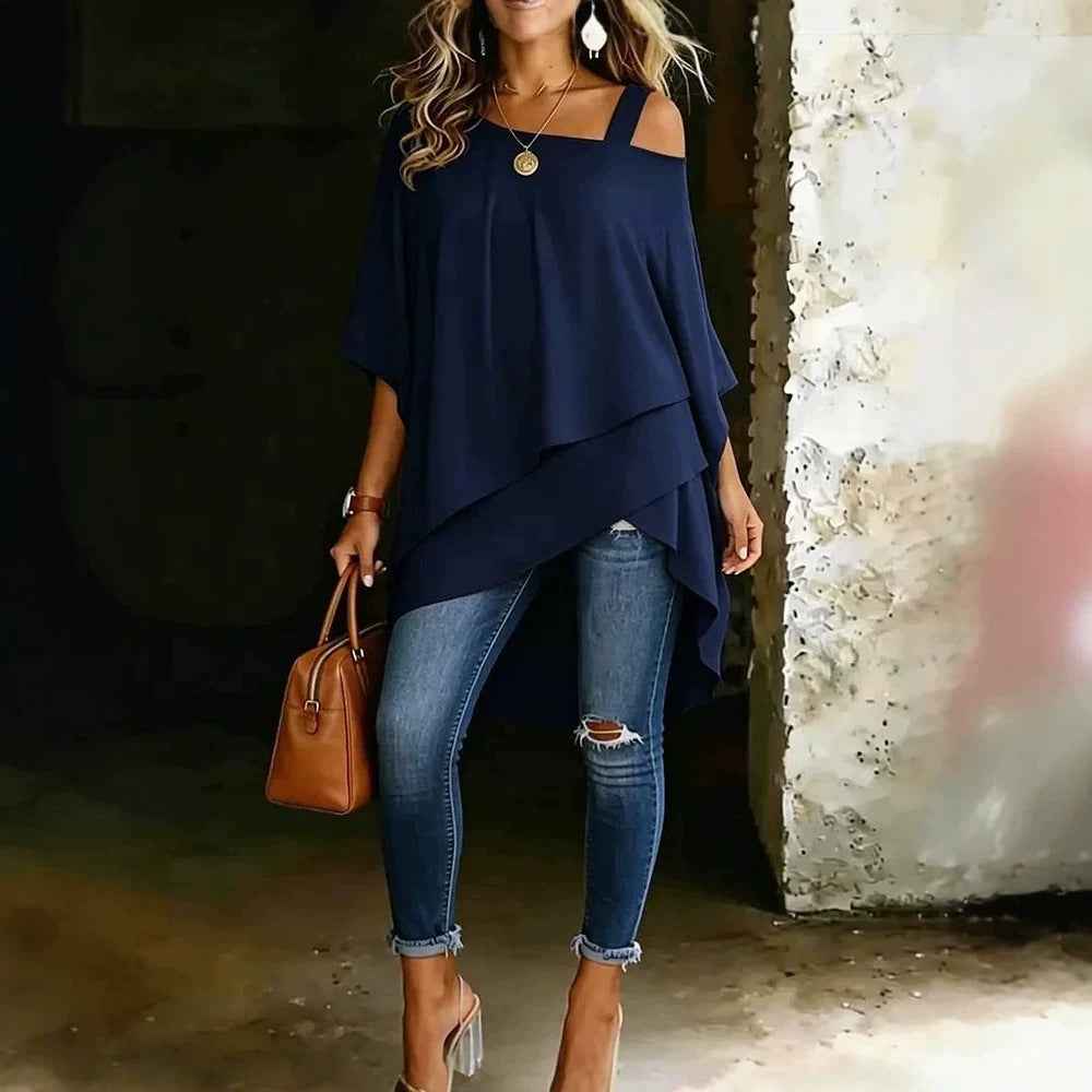 New Solid-color Patchwork Casual Top With A Shoulder Strap