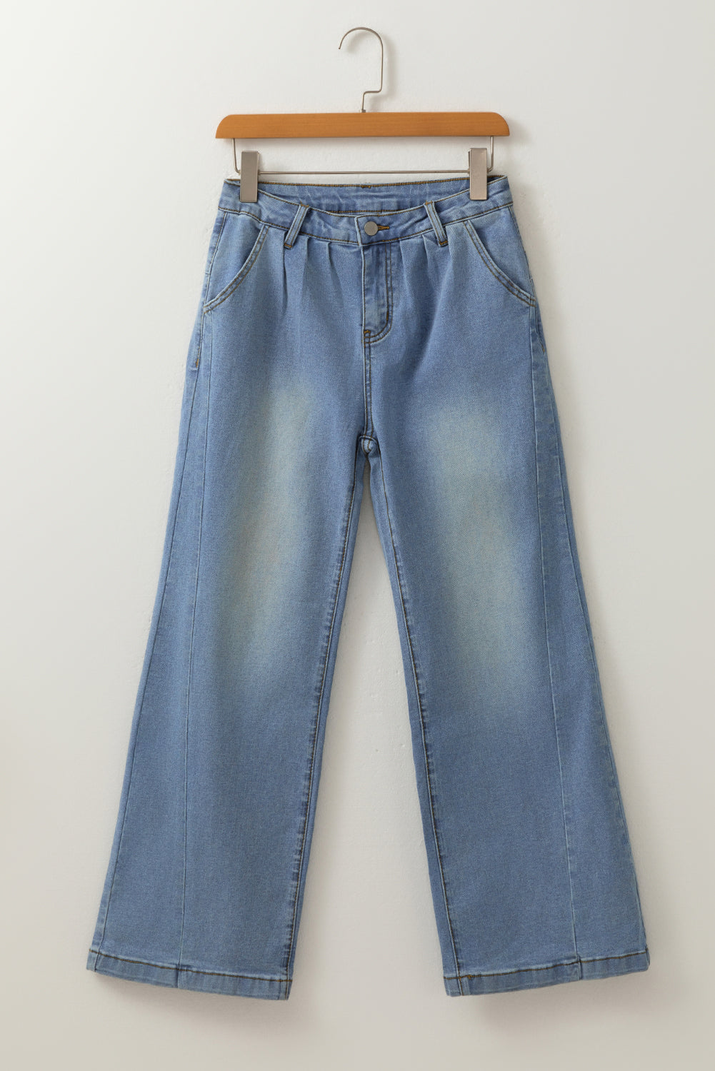 Ashleigh Blue Washed Pleated Detail Wide Leg Jeans Dear-Lover Dropshipping