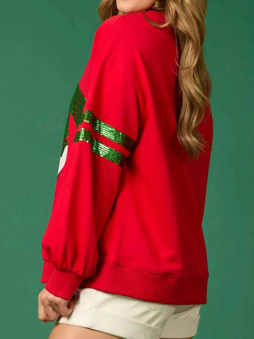Christmas Sequin Santa Hat Holiday Sweatshirt