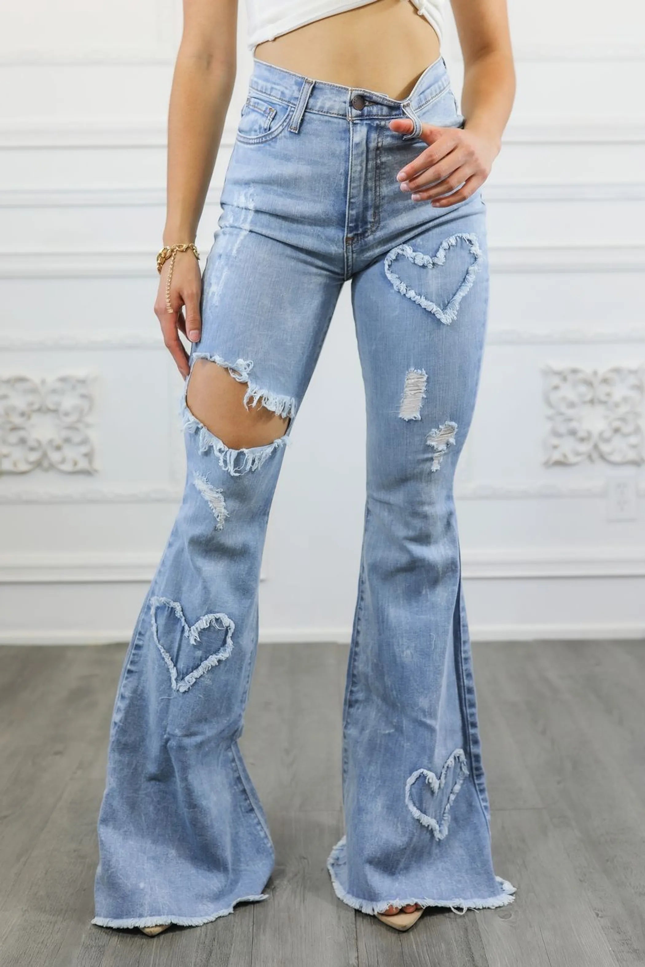 Sweetheart High Waisted Bell Bottom Jeans