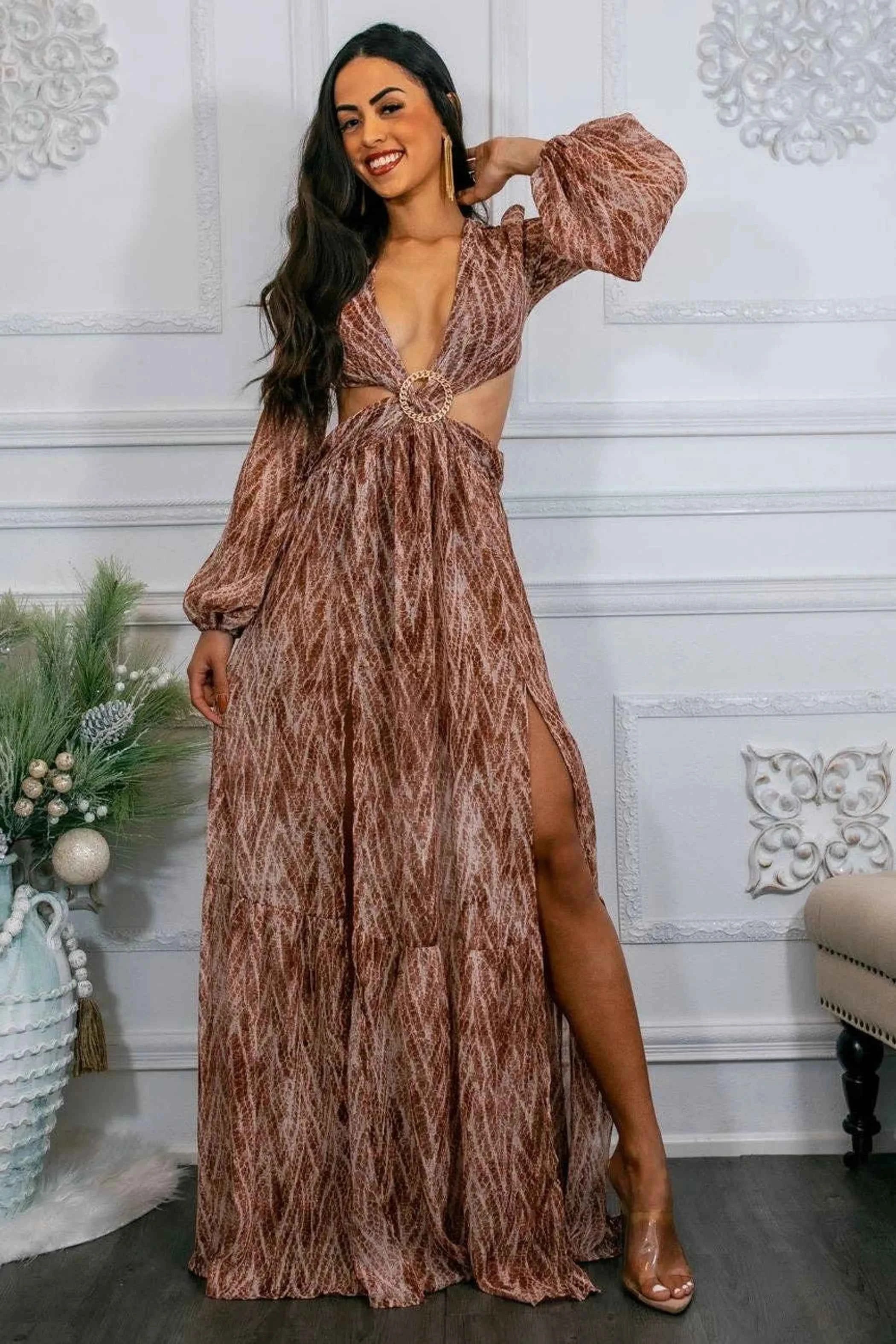Diamond Ring Cut Out Maxi Dress