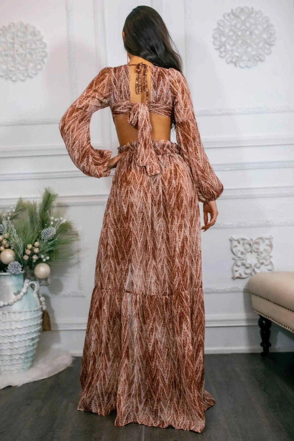 Diamond Ring Cut Out Maxi Dress