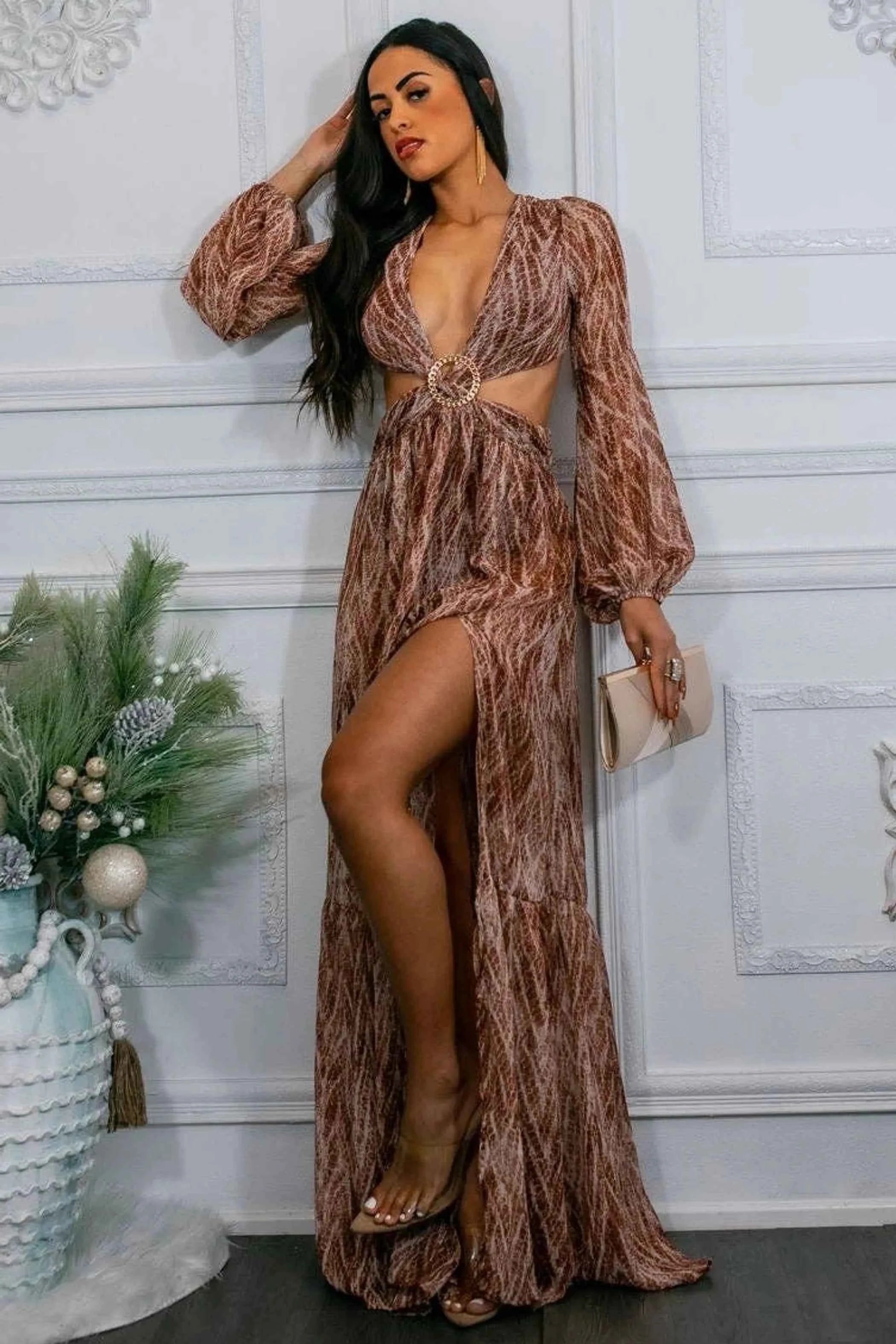 Diamond Ring Cut Out Maxi Dress