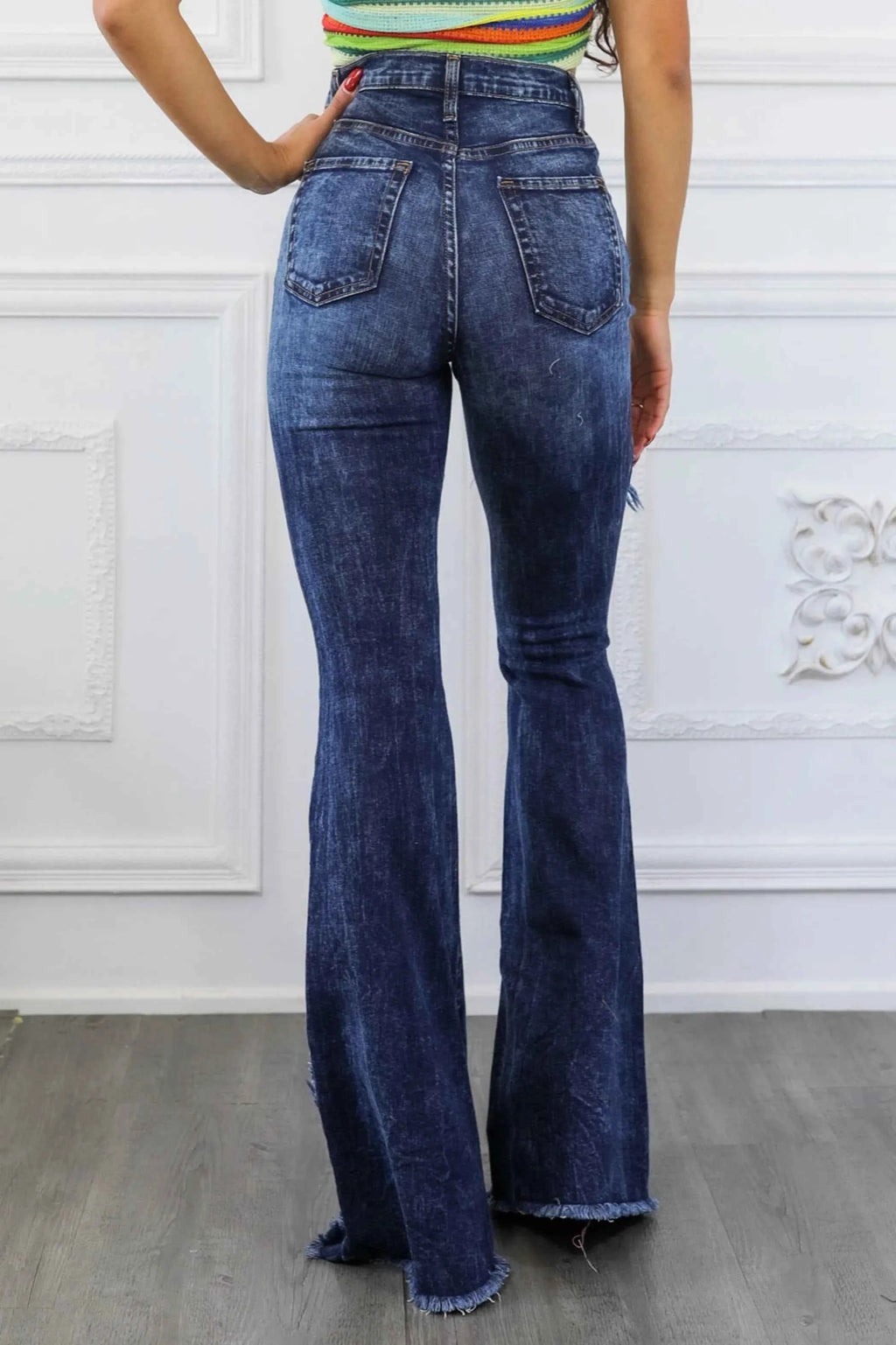 Sweetheart High Waisted Bell Bottom Jeans Dark Wash