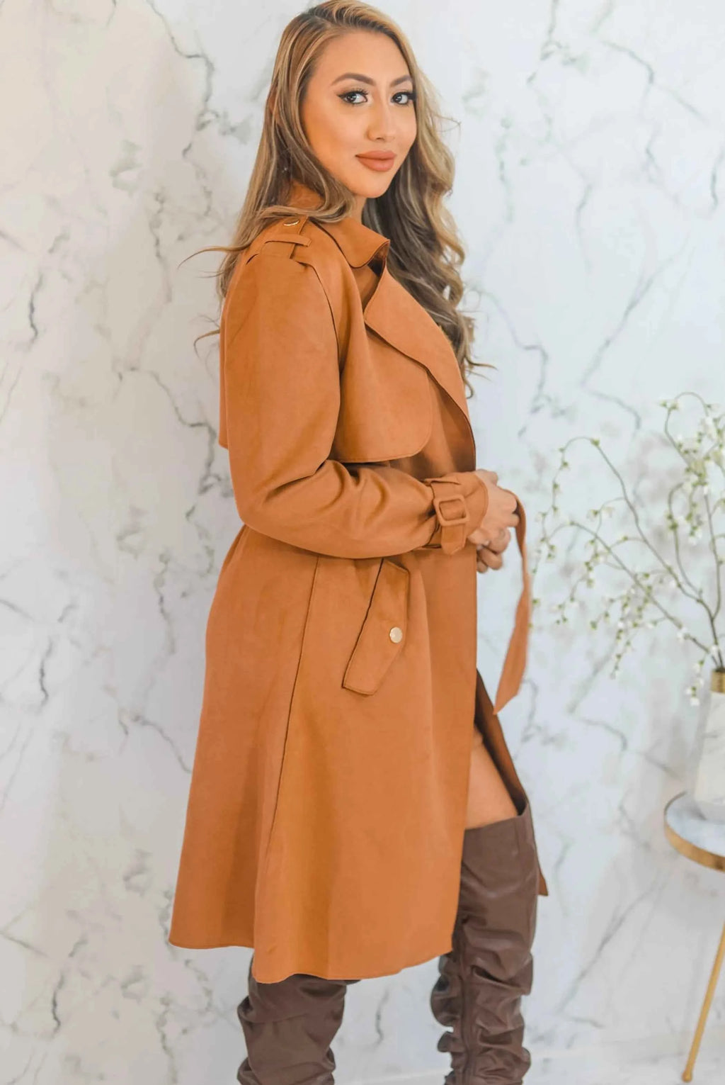 New York New York Trench Coat Brown