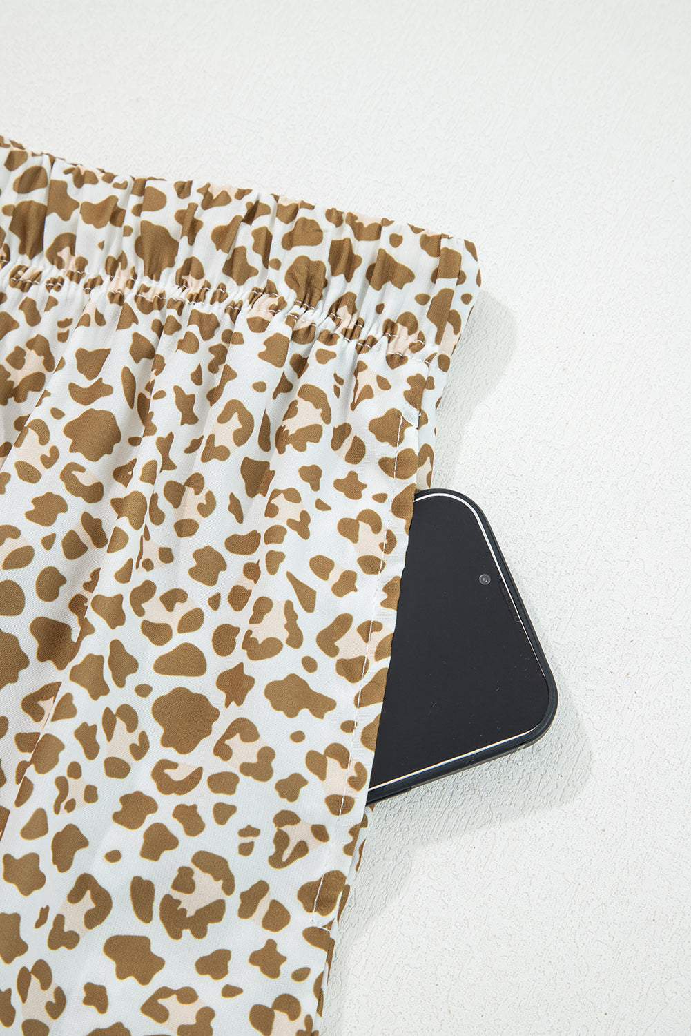 Khaki Leopard Drawstring Elastic Waistband Loose Pants Dear-Lover Dropshipping