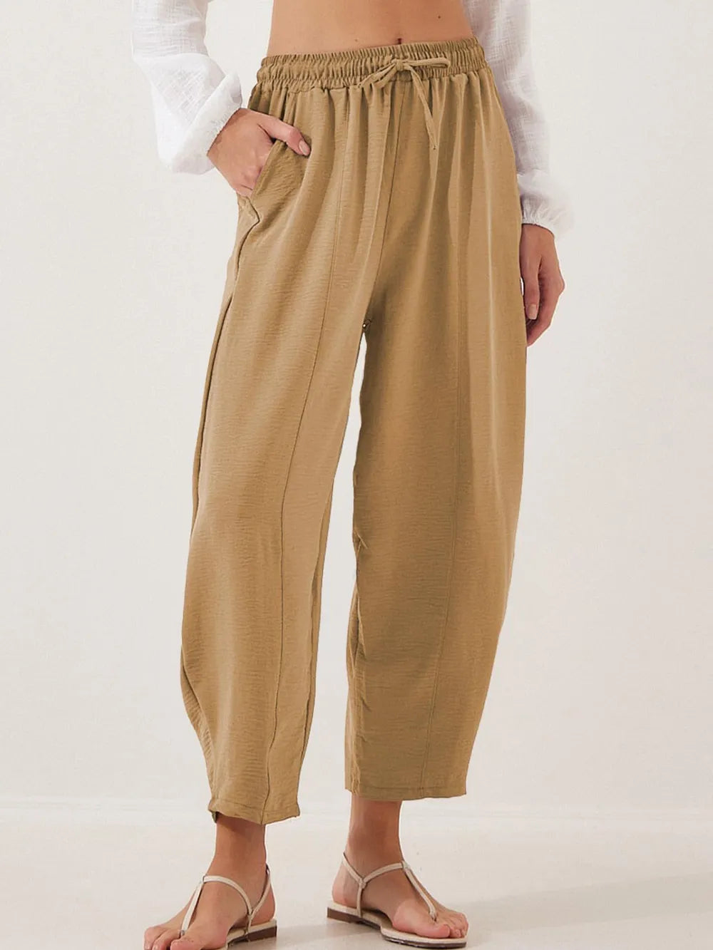 Full Size Drawstring Cropped Jogger Pants Plus Size.