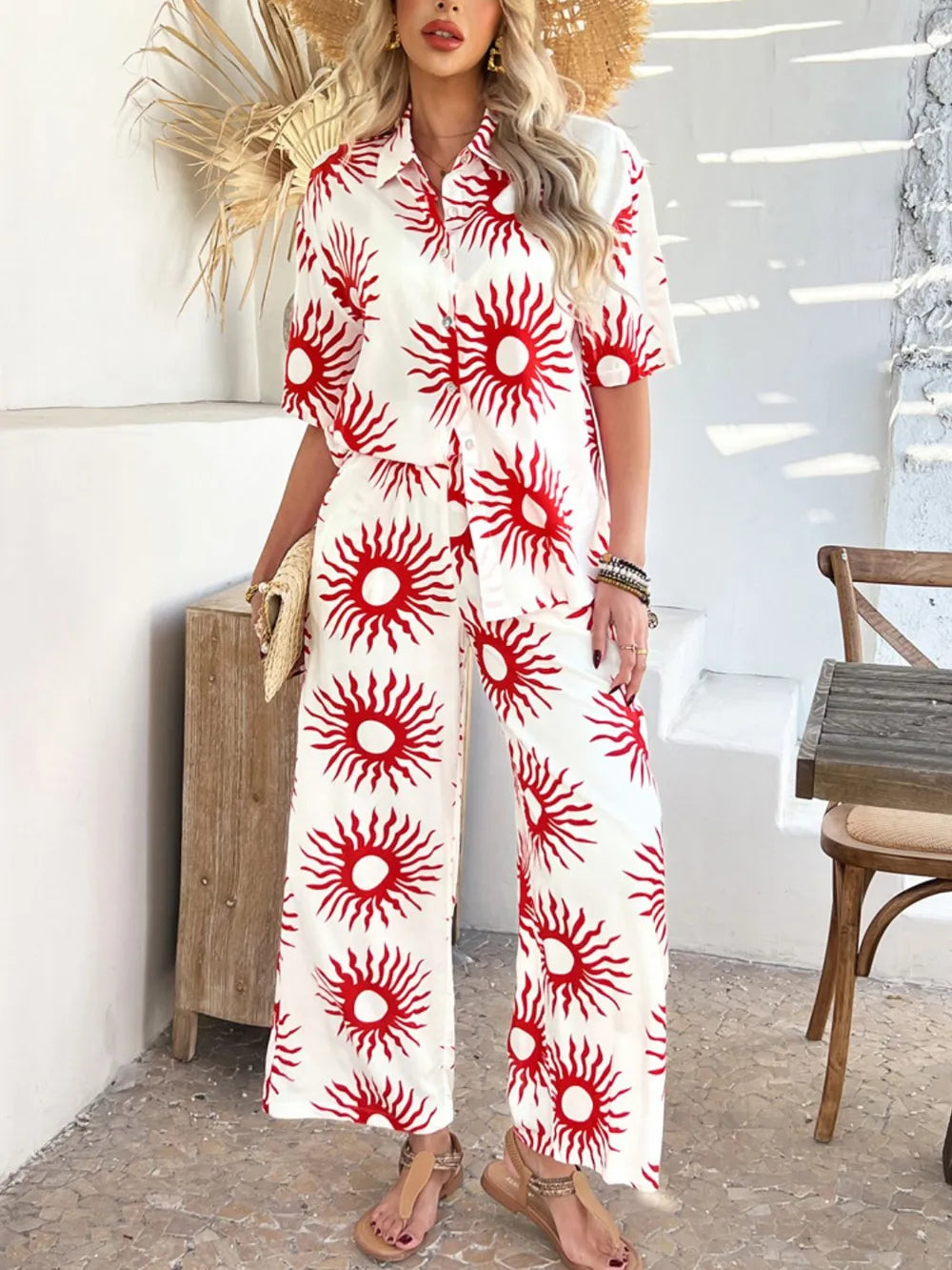 Half Sleeve Top and Pants Set - CHIC TB