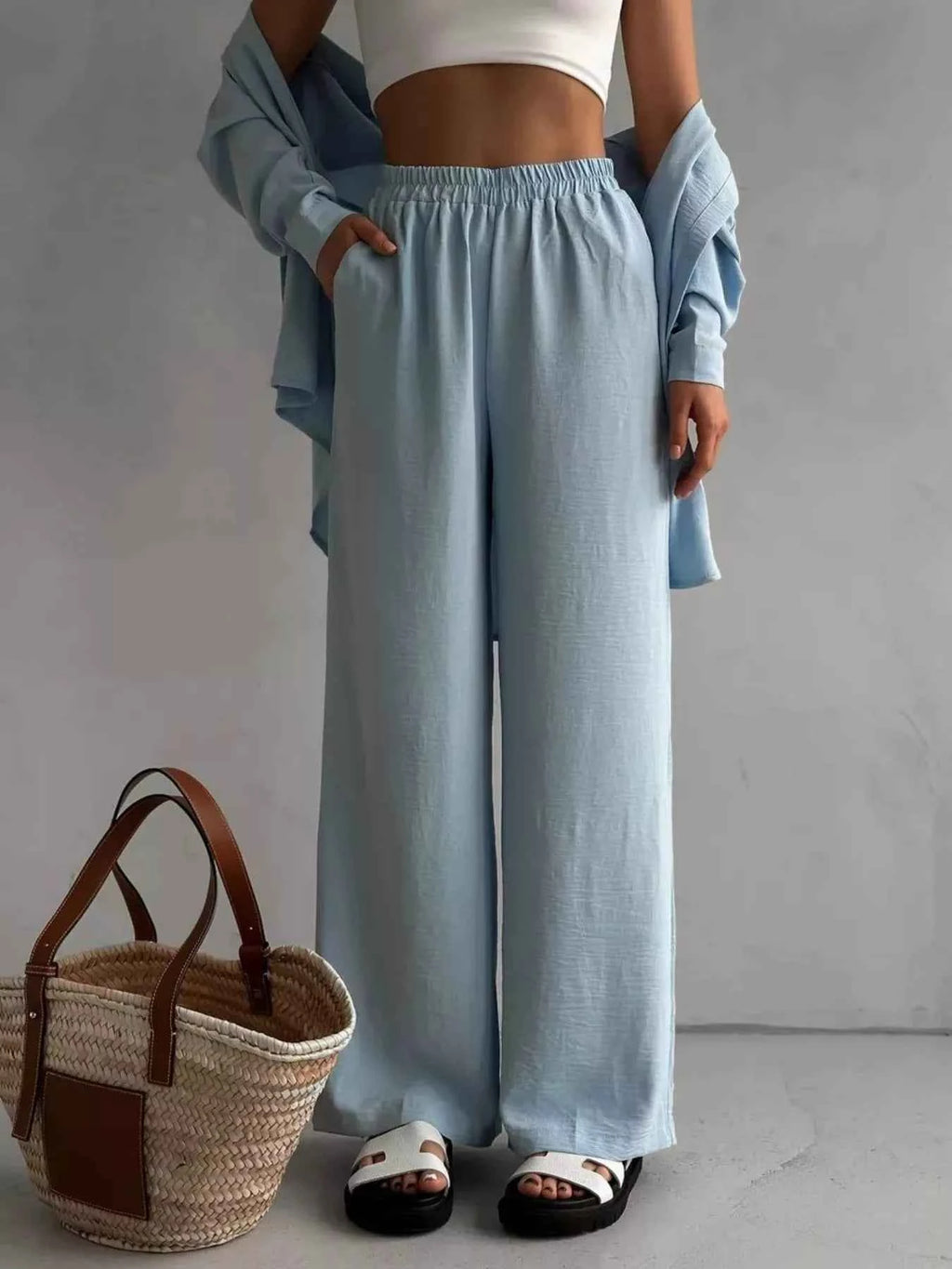 Button Up Long Sleeve Shirt and Pants Set