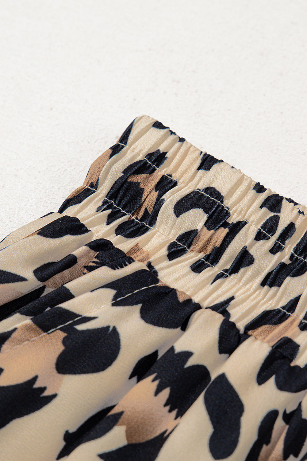 Parchment Leopard Drawstring Elastic Waistband Flowy Wide Leg Pants Dear-Lover Dropshipping