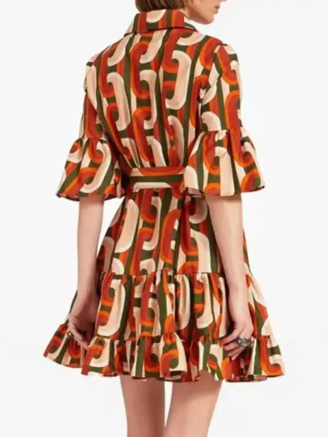 Floral Print Ruffle Sleeve Mini Dress.