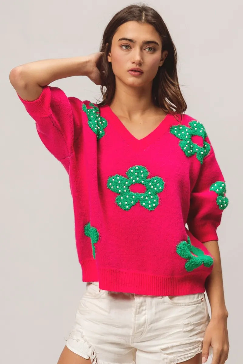 Flowers Sweater Top.