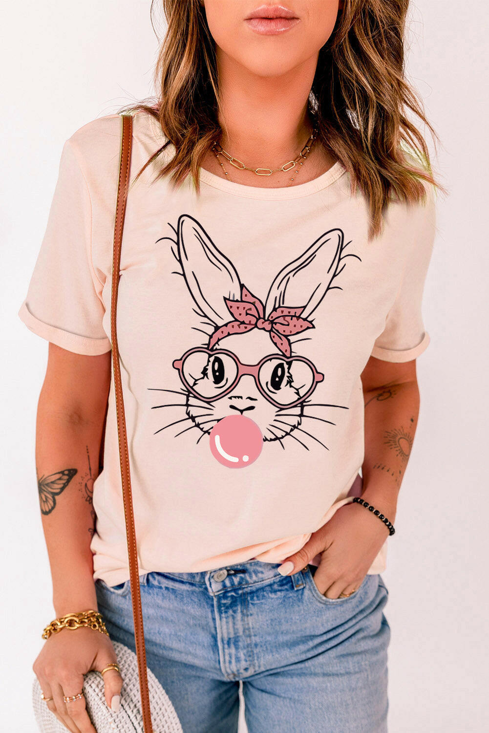 Rabbit Graphic Easter Tee Shirt.
