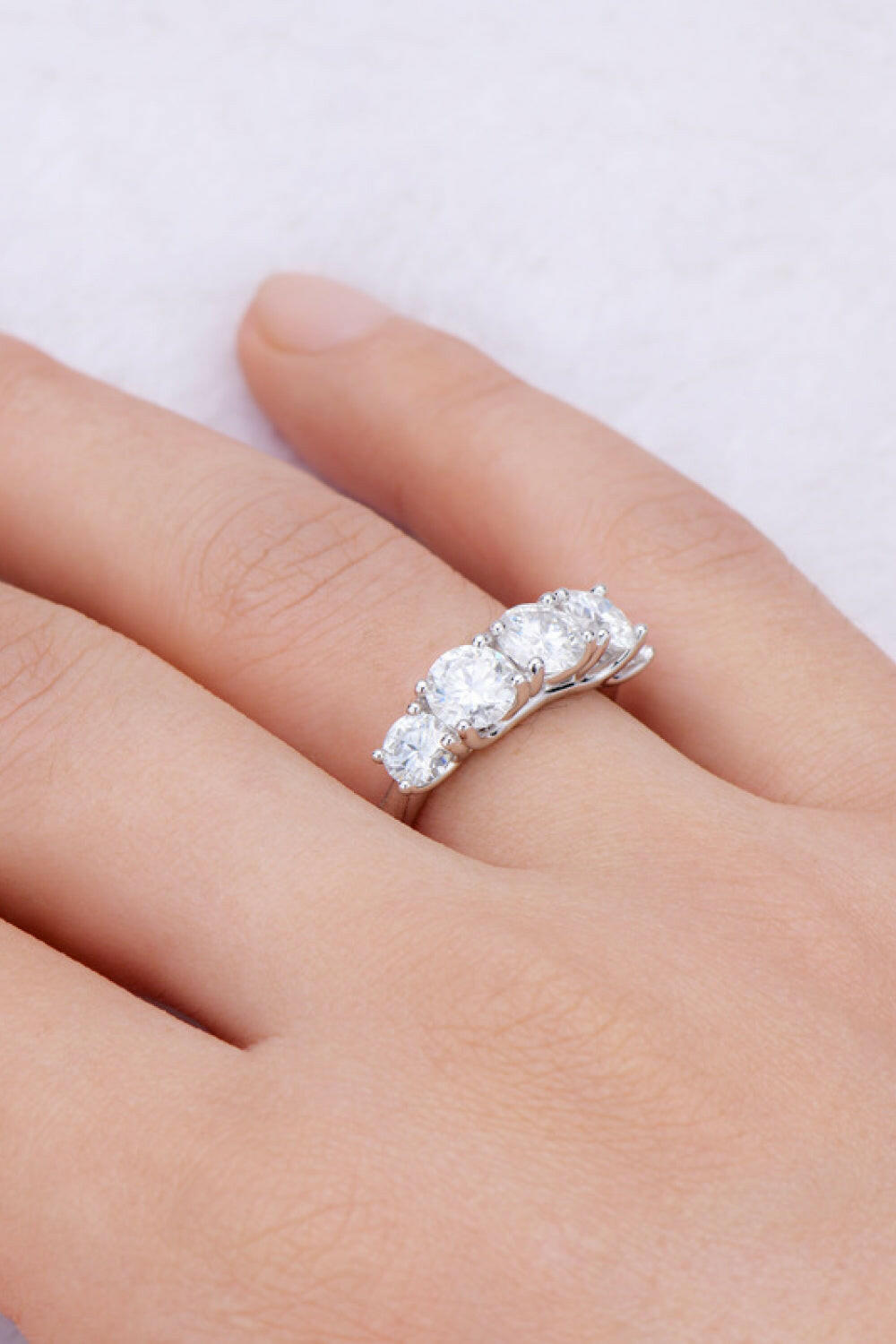 1 Carat Moissanite 925 Sterling Silver Half-Eternity Ring.