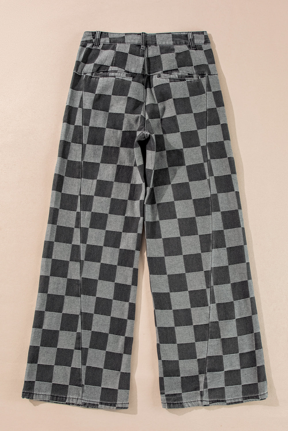 Dark Grey Checkered Denim Wide Leg Jeans Dear-Lover Dropshipping