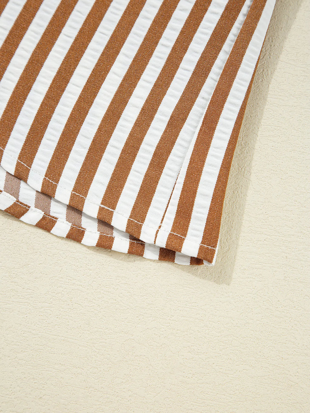 Stripe Ruffled Hem Collared Long Sleeve Shirt Mini Dress.