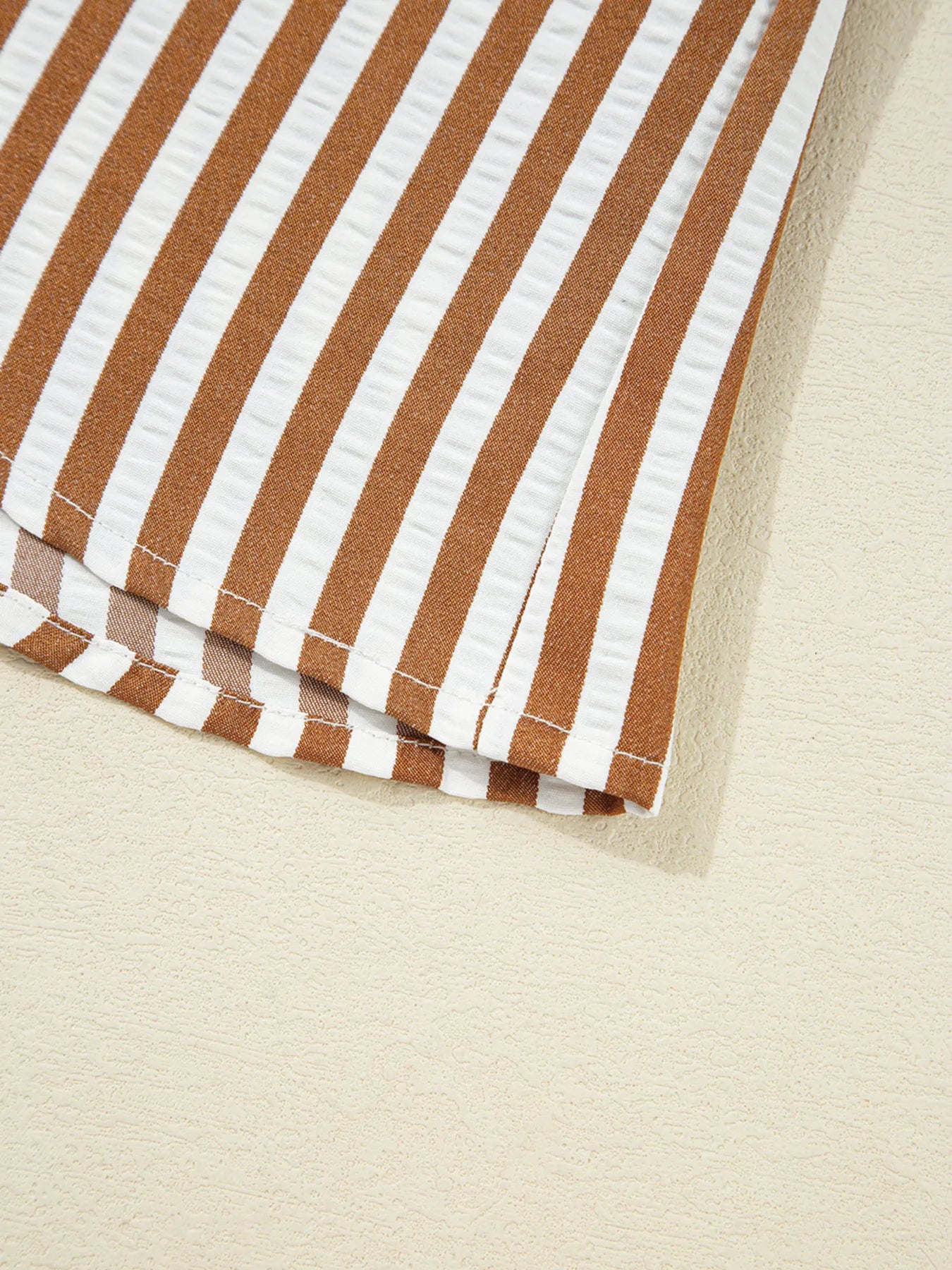 Stripe Ruffled Hem Collared Long Sleeve Shirt Mini Dress.