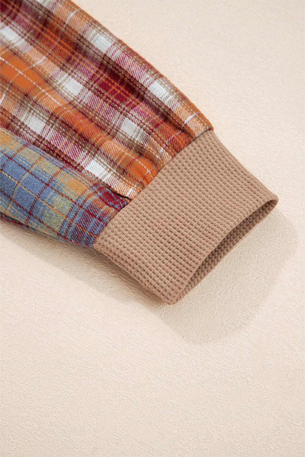 Straw Yellow Waffle Stripe Plaid Patchwork Henley Knit Top Dear-Lover Dropshipping