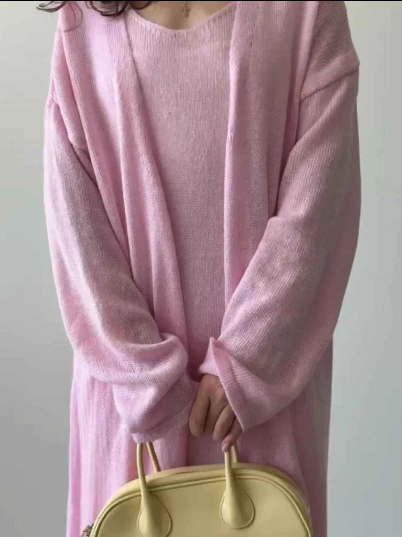 V-Neck Knit Dress and Cardigan Sweater Set