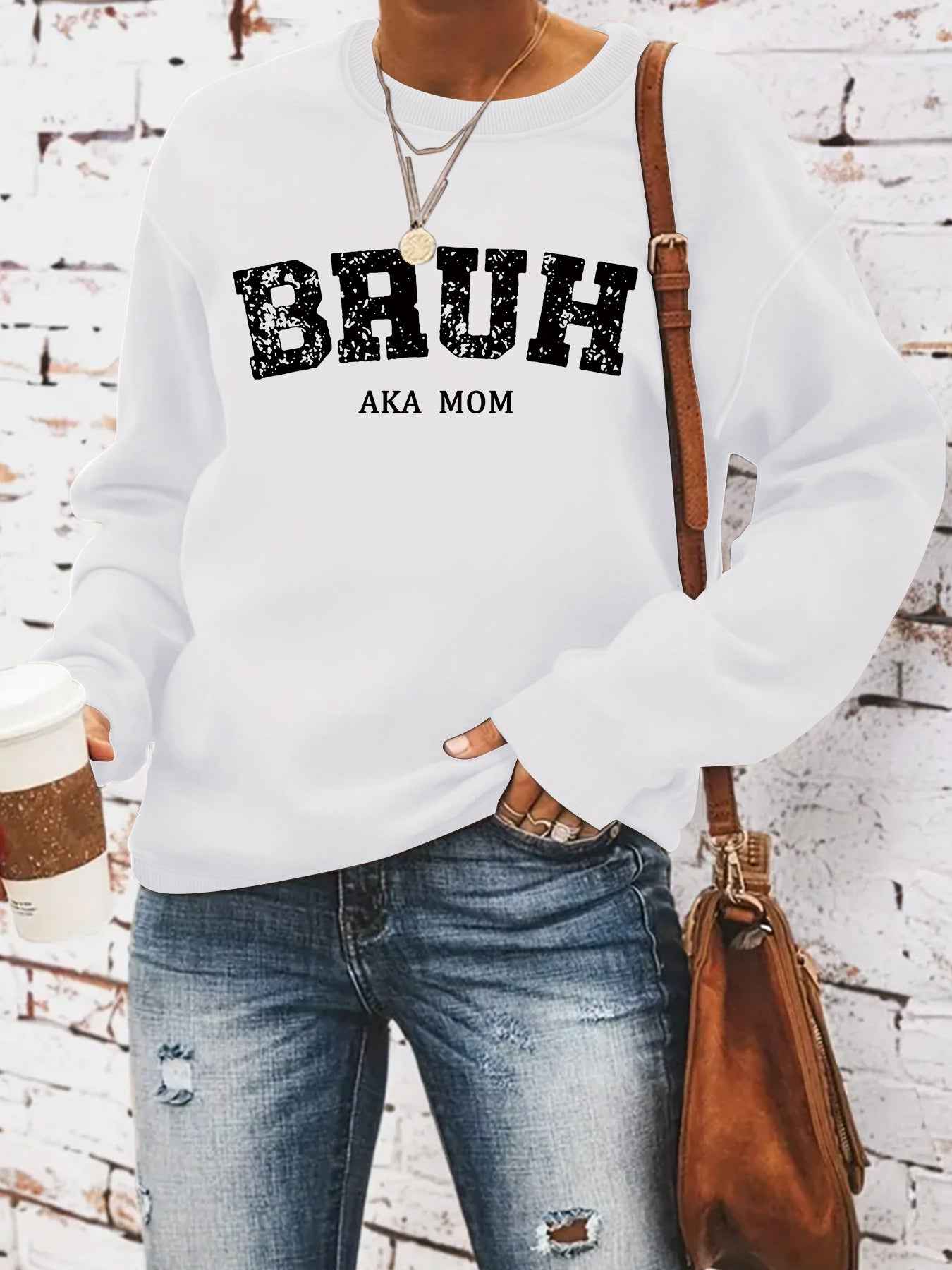 BRUH AKA MOM printed long sleeved sweatshirt