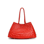 Trendy Retro Large Capacity Handbag Pure Handmade Woven Maternity Bag Commuter Shoulder Tote Bag